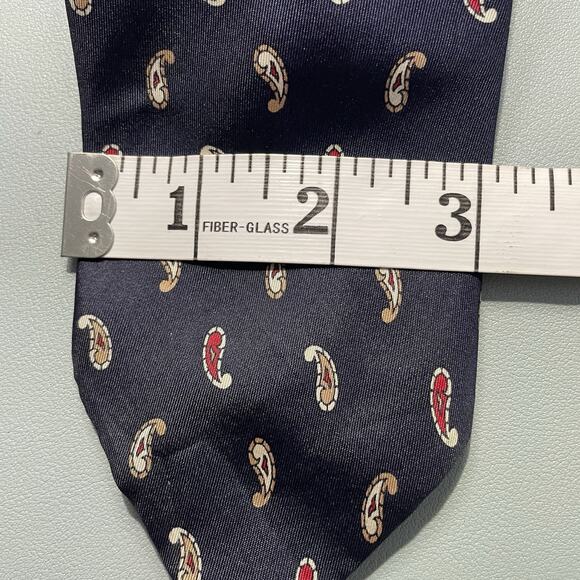 Vintage Christian Dior Cravates Necktie Men 57 Inch Navy Paisley 100% Silk - Picture 4 of 5